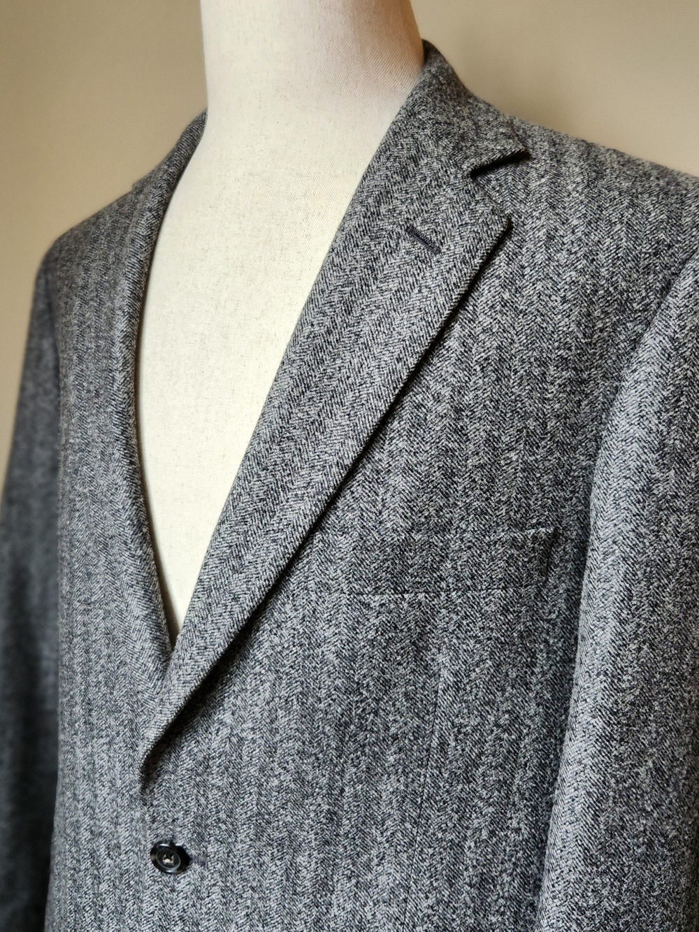 Southwick H. Stockton 40 L Gray Herringbone Wool Blazer 100% Premium Wool Tweed